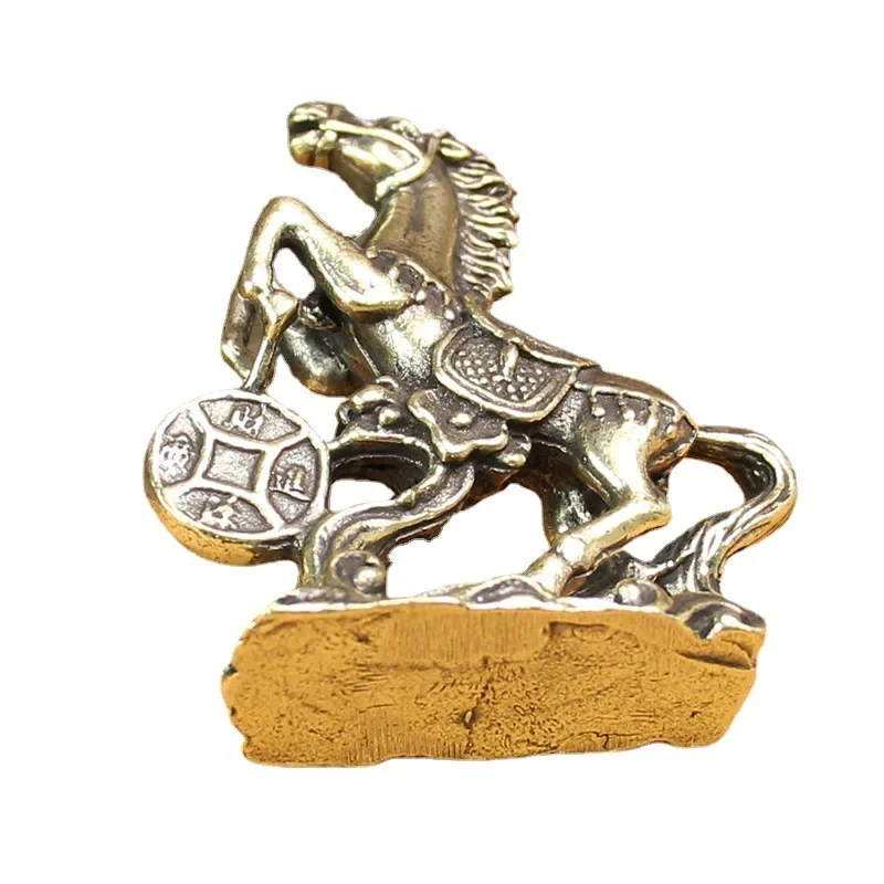 Brass Horse Ornaments Recruit Rice Into Treasure Crafts Home Living Room Tabletop Decoration Curio Feng Shui Festivals Gifts