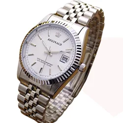 Ian-Montre étanche en acier inoxydable avec calendrier pour hommes et femmes, montres-bracelets provoqué, cadeaux d'affaires, marque de mode, REGINALD, amoureux