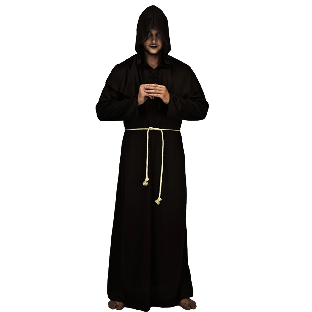 

Monk Soft Polyester Material Includes Jumpsuits Belt Christian Cross for Pretend Play Stage Performances Halloween