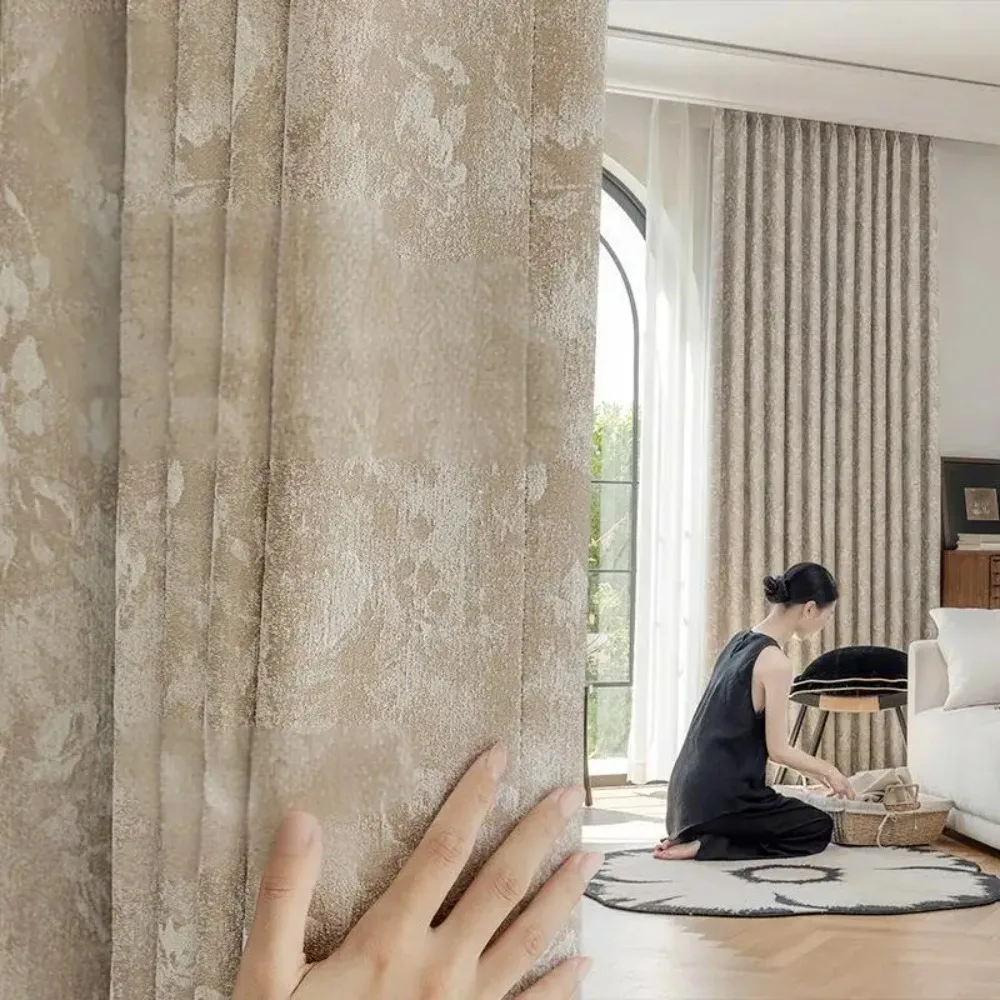 Elegant French-Inspired Jacquard Floral Plants Pattern Blackout Curtains for Living Room,Bedroom,and Sliding Glass Doors Decor