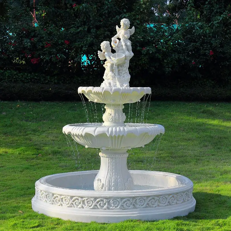 Fuente de boda, adornos de decoración de paisaje, jardín, patio al aire libre, característica de agua, piscina de deseos de flores