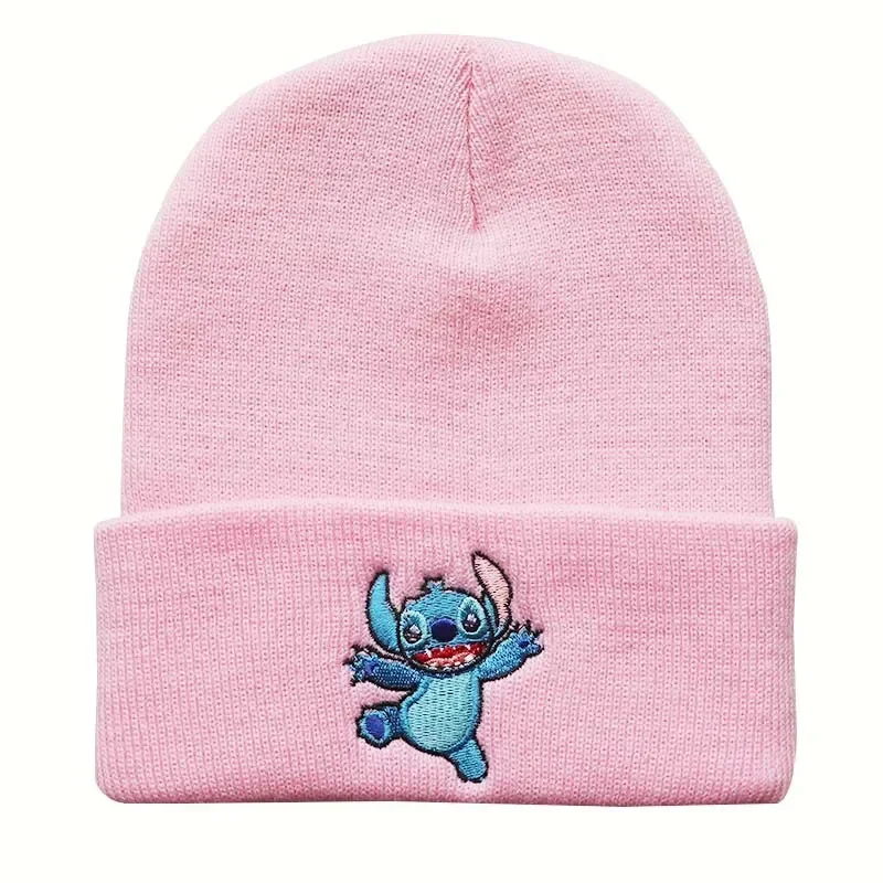 Stitch Adult Embroidery Knitted Cap Cartoon Anime Headgear Autumn Winter Woolen Hat Student Bonnet Christmas Birthday Presents