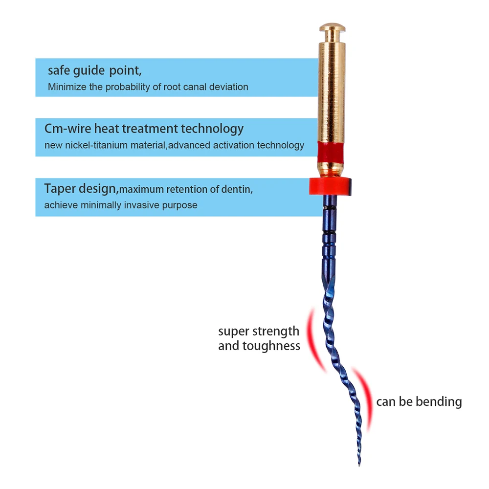 AZDENT 6pcs/Box Dental Heat Activated Canal Root Files SX-F3 25mm Dentist Tools Can Bend for Preparing Root Canal Treatment
