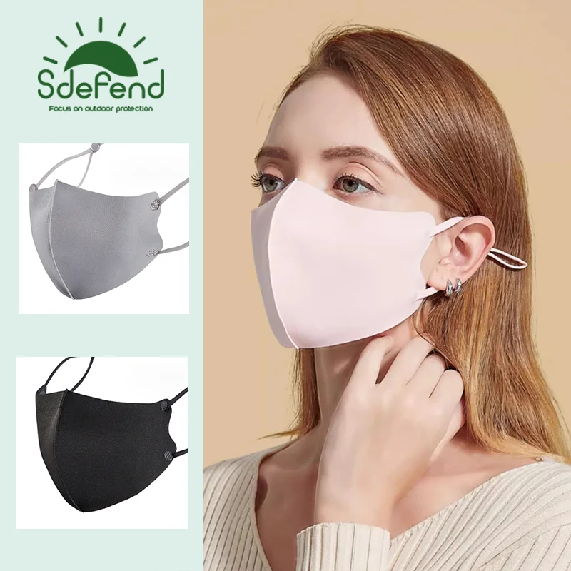 

3D маска для лица из ледяного шелка с защитой от солнца, трехмерная, дышащая, моющаяся, защита от смога и пыли