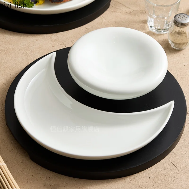 Ceramic Combination Tableware, Moon Dinner Plates, Sashimi Plate, Cold Dish, Sushi Plate, Fruit