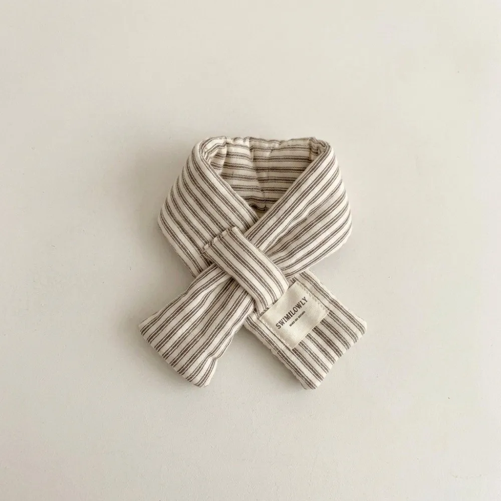 Cute Quilted Cotton Cross Wrap Scarf Striped Plaid Warm Neckerchief 3 Colors Neck Warmer Girls
