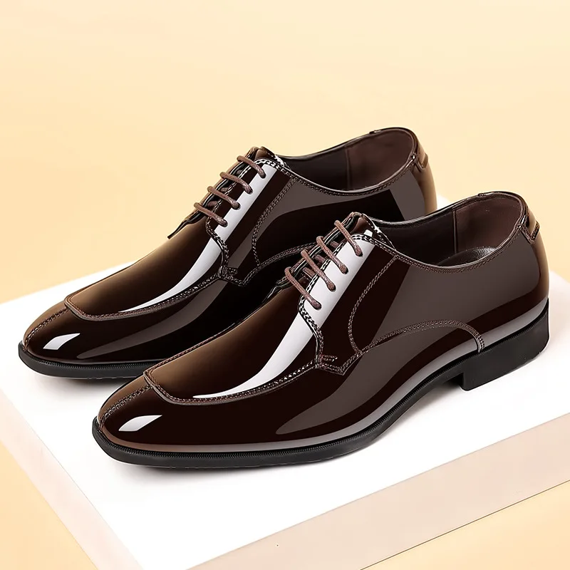 

Business Men's Dress Shoes Patent Leather Trend Mens Party Shoe Soft Sole Casual Shoes Plus Size 38-48 Men Shoes High Quality