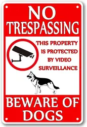Beware Of Dog Sign No Trespassing Sign Dog Warning Signs For Fence Guard Dog On Duty Yard Sign This Property Is Protected By Vid