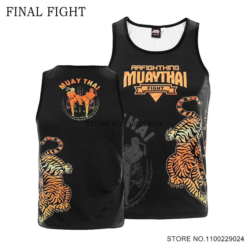 Muay Thai Singlet Men Women Tiger Boxing Training Vest Sparring Martial Arts MMA T Shirt Sleeveless Gym Sports Workout Rashguard