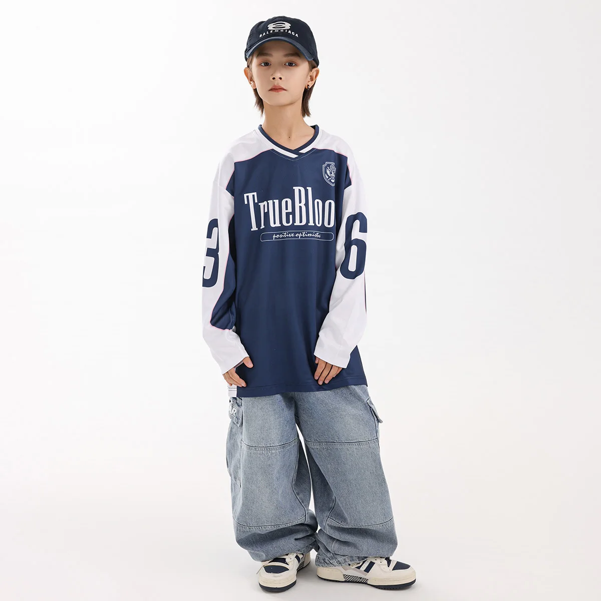 Stroje treningowe dla chłopców 2025, dziecięce topy do tańca jazzowego, jeansy cargo, kostiumy do tańca hiphopowego i street dance, stroje dla zespołów tanecznych DN22272