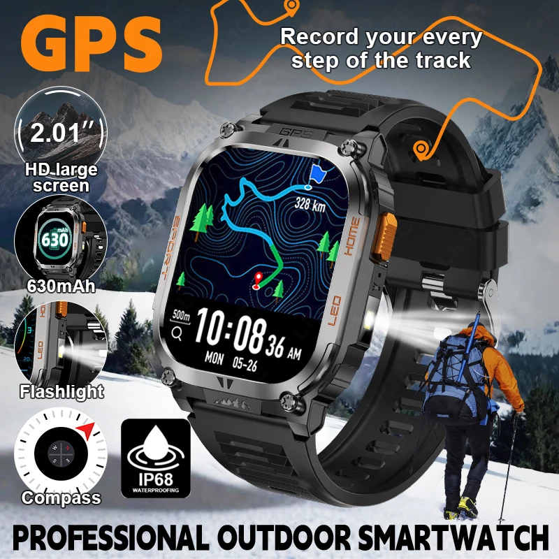 

LIGE Heart Rate Monitor Voice Assistant Bluetooth Call Smart Watch IP68 Waterproof LED Flashlight Compass Sports Smartwatch Men