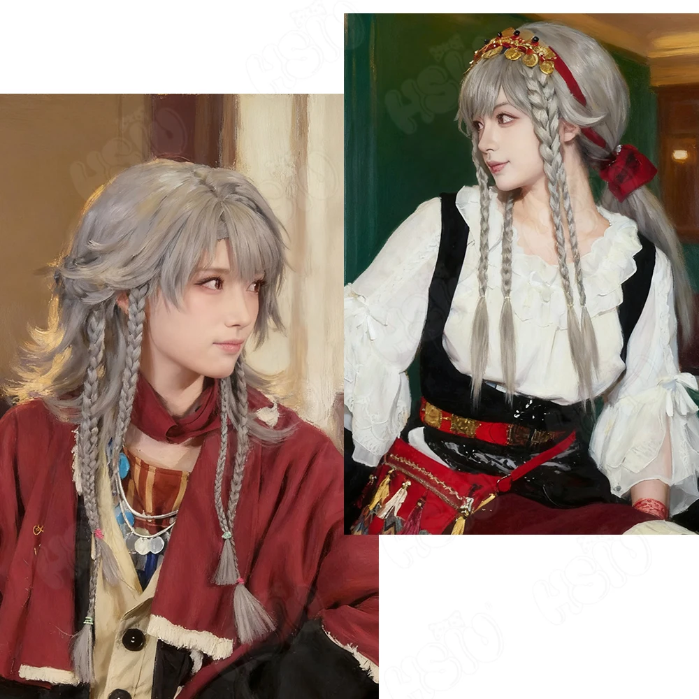 Rubuska Cosplay Wig HSIU 100Cm Light Gray Long Hair Synthetic Wig+Wig Cap Party Halloween Wig GAME Reverse 1999 Rubuska Cosplay