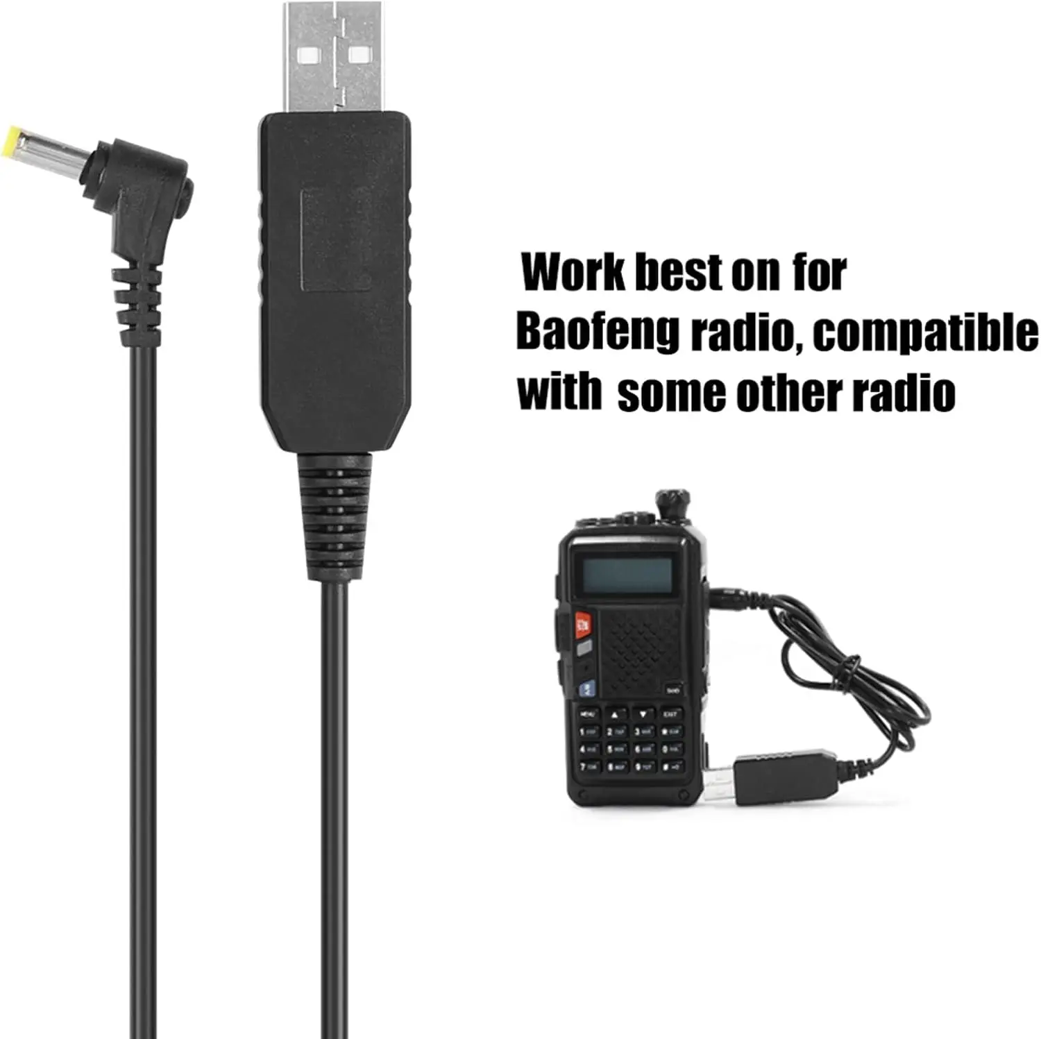 Walkie Talkie Radio USB Charger Cable Cord for for Baofeng UV5R UV82 UV9R High Capacity 3800mAh Battery Accessories