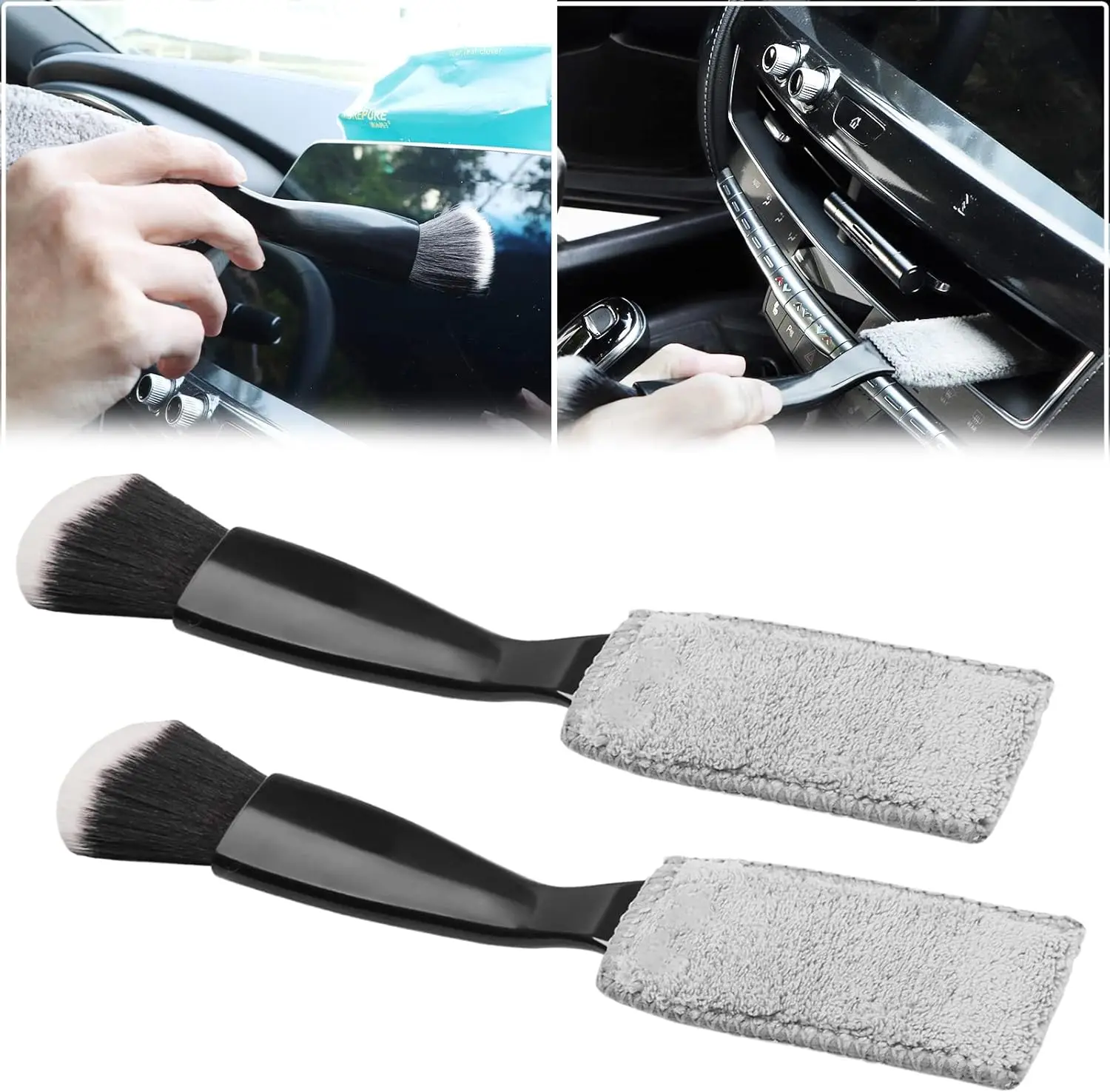 

2Pack Double Head Brush for Car Clean,2 in 1 Car Duster for Detailing Interior,Car Air Vents Dashboard Screen Clean Brush