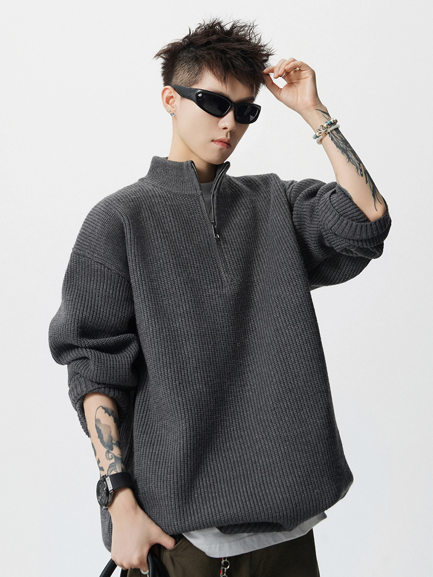 

Мужская трикотажная кофта на молнии с воротником-стойкой, повседневная, для ношения как нижний или верхний слой, в американском стиле, премиум-класса, осень-зима