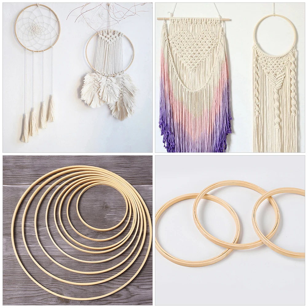 

10 Pcs Decorative Material Embroidered Inner Ring Wreaths Decoration Bamboo Hoop Floral