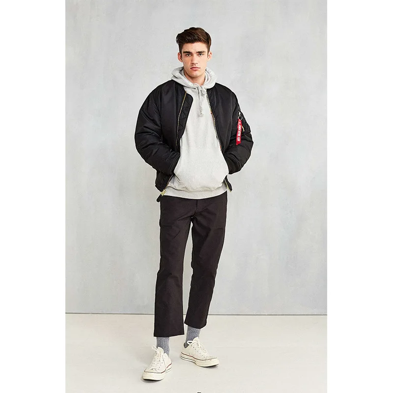 Mens American Workwear Pilot Cotton Jacket Bread Style Loose Short Air Force Winter Couple Baseball Retro