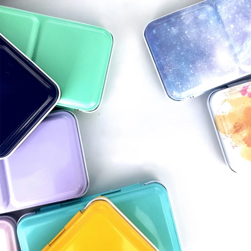 Color Empty Palette Case Easy Cleaning Tins Box Paint Storage Iron Box Gift for Painting Lovers Iron Box Paint Storage
