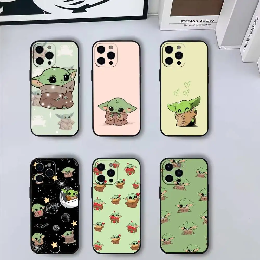 

Cute cartoon Baby Y-Yoda Phone Case For iPhone17,16,15,14,13,12,11 Plus,Pro Max Soft Black Cover