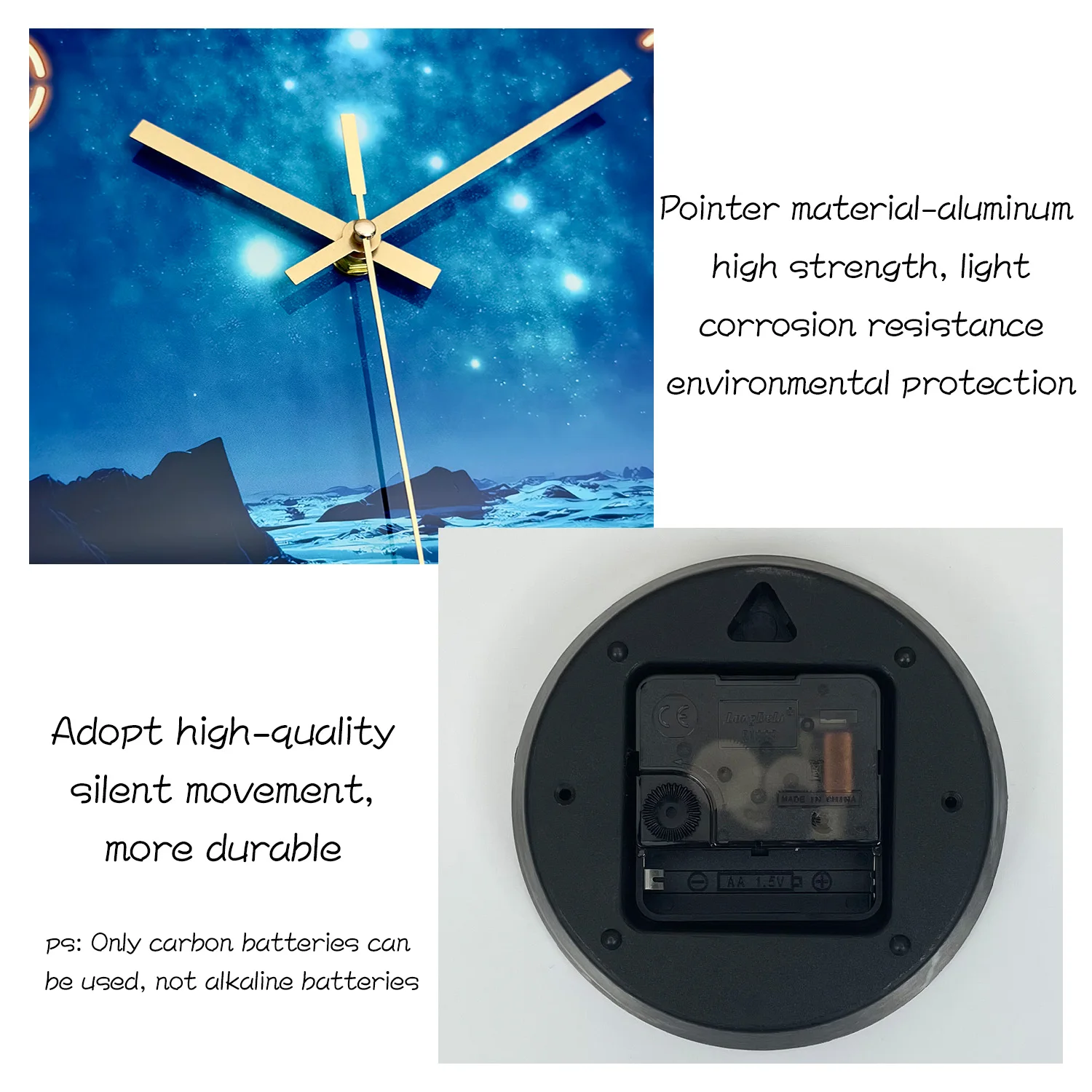 ساعة حائط زجاجية قطعة واحدة، ساعة حائط بتصميم نهر الجبل الأزرق على شكل نجمة زرقاء، ساعة حائط منزلية كتم الصوت، غرفة معيشة ديكور، غرفة نوم #6