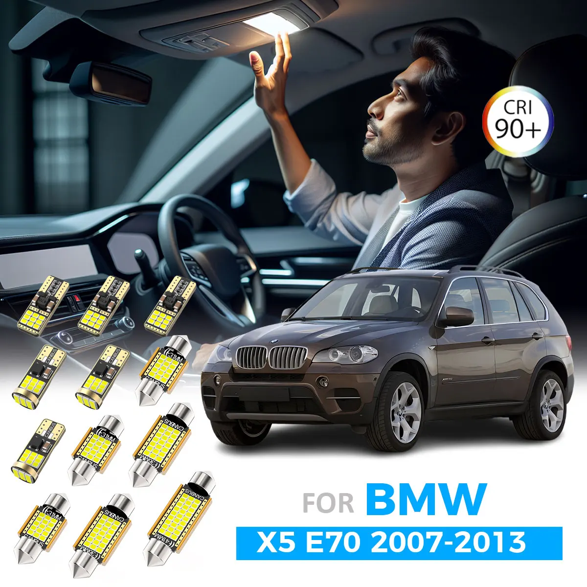 

AENVTOL 23Pcs Canbus For BMW X5 E70 2007 2008 2009 2010 2011 2012 2013 LED Bulb Interior Dome Door Plate Light Kit Accessories