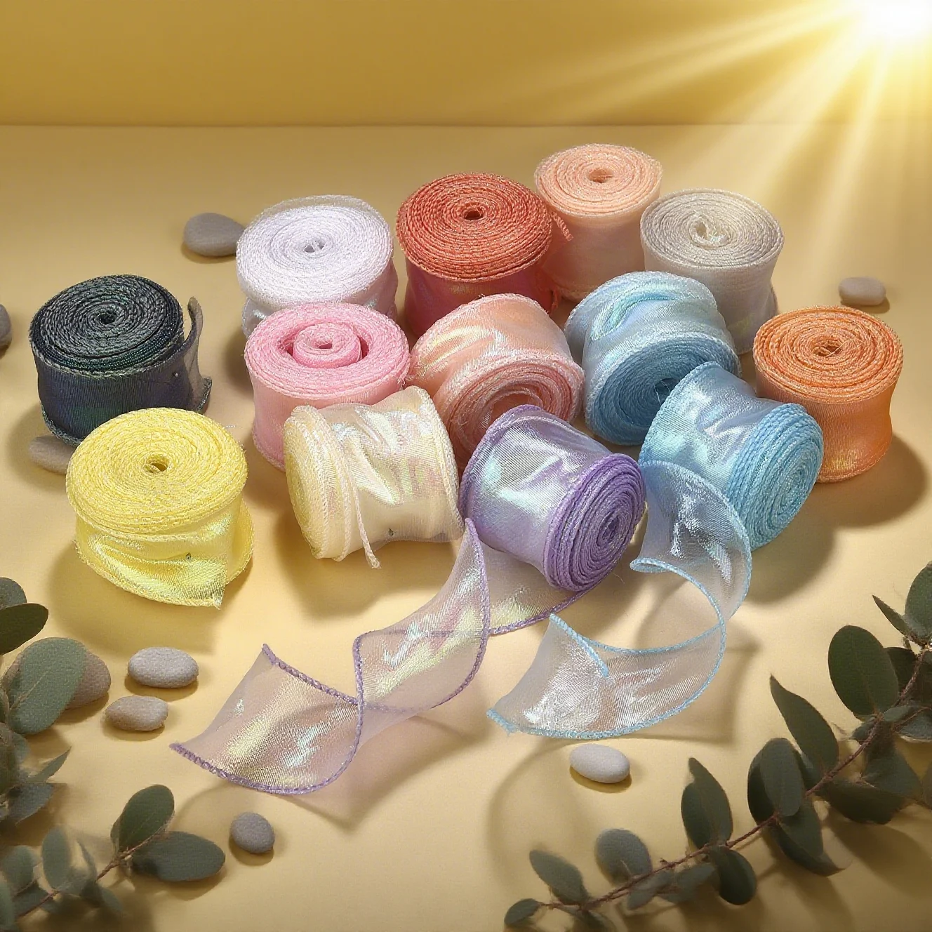 10Yards Fishtail Organza Ribbon Reflective Iridescent Wavy Edge Ribbon for Gift Wrapping DIY Bow Bouquet Voile Ribbons