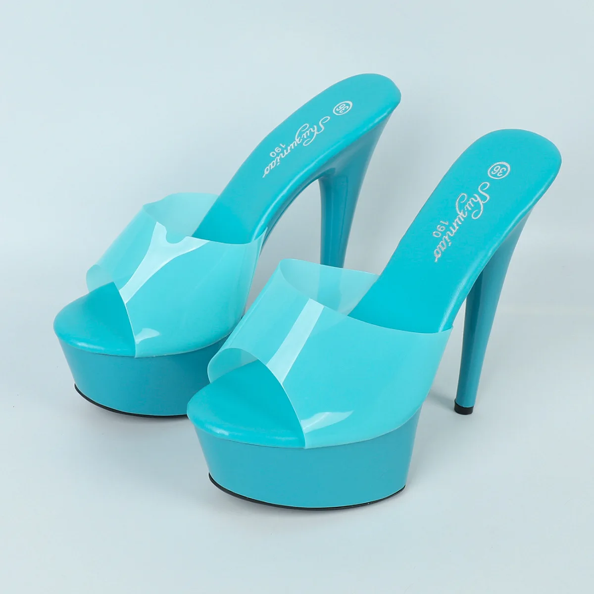 Women's Elegant Peep Toe Roman Platform Sandals Super High Heel Shoes Red Pink Blue  LFD-8661-A79 - view 5