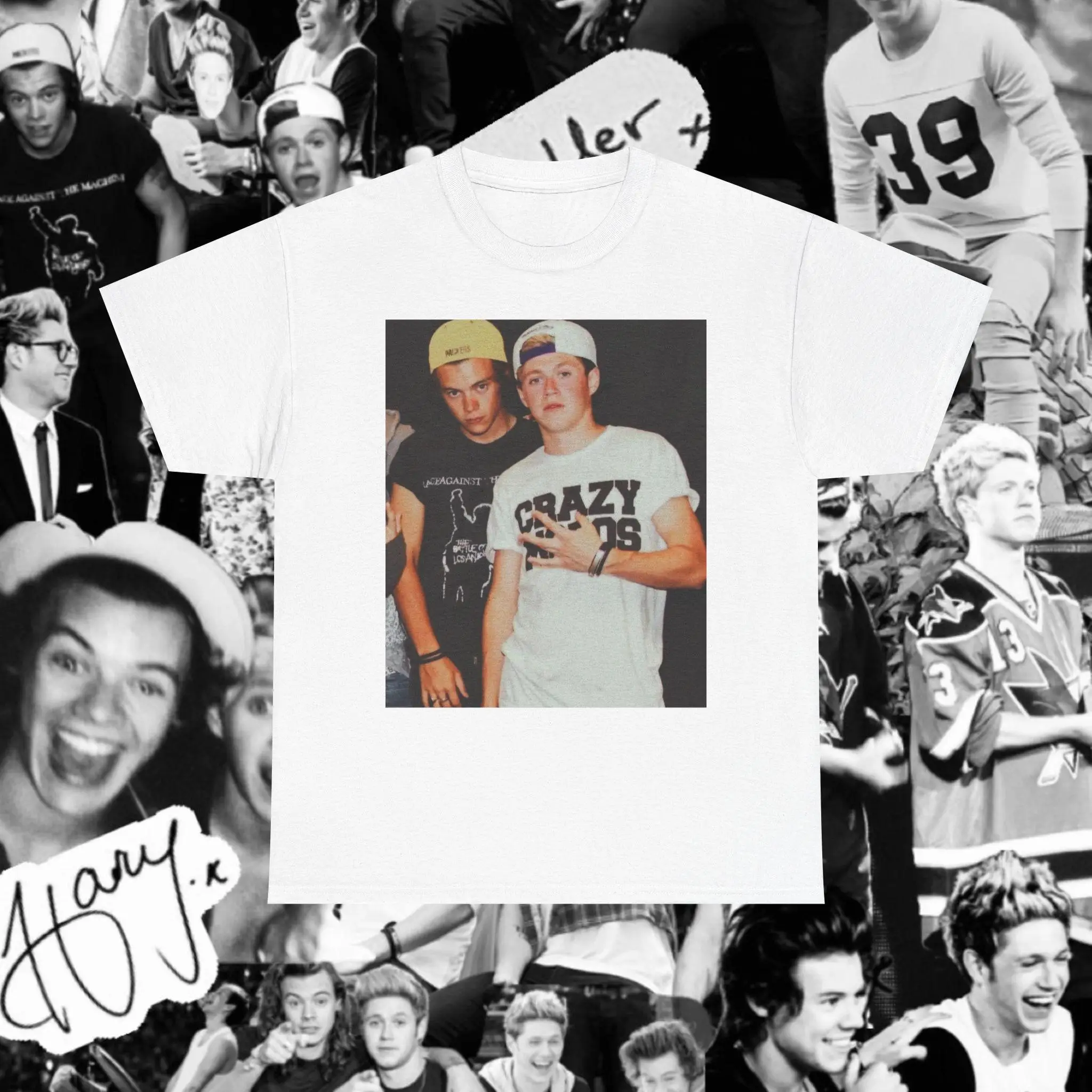 Narry Niall Horan and Harry Styles Duo T-Shirt Fan Music Tee Men and Women Printed Cotton T-shirt Vintage Streetwear