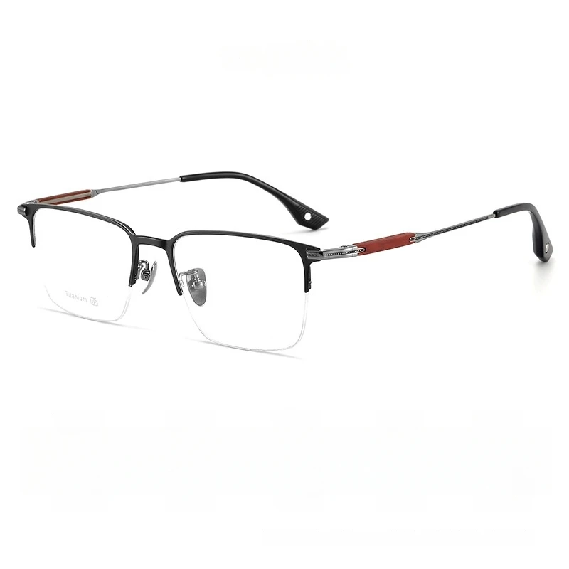 YIMARUILI High Quality Men's Half Frame Pure Titanium Glasses Ultralight Business Optical Prescription Eyeglasses Frame 18231 - Image 6
