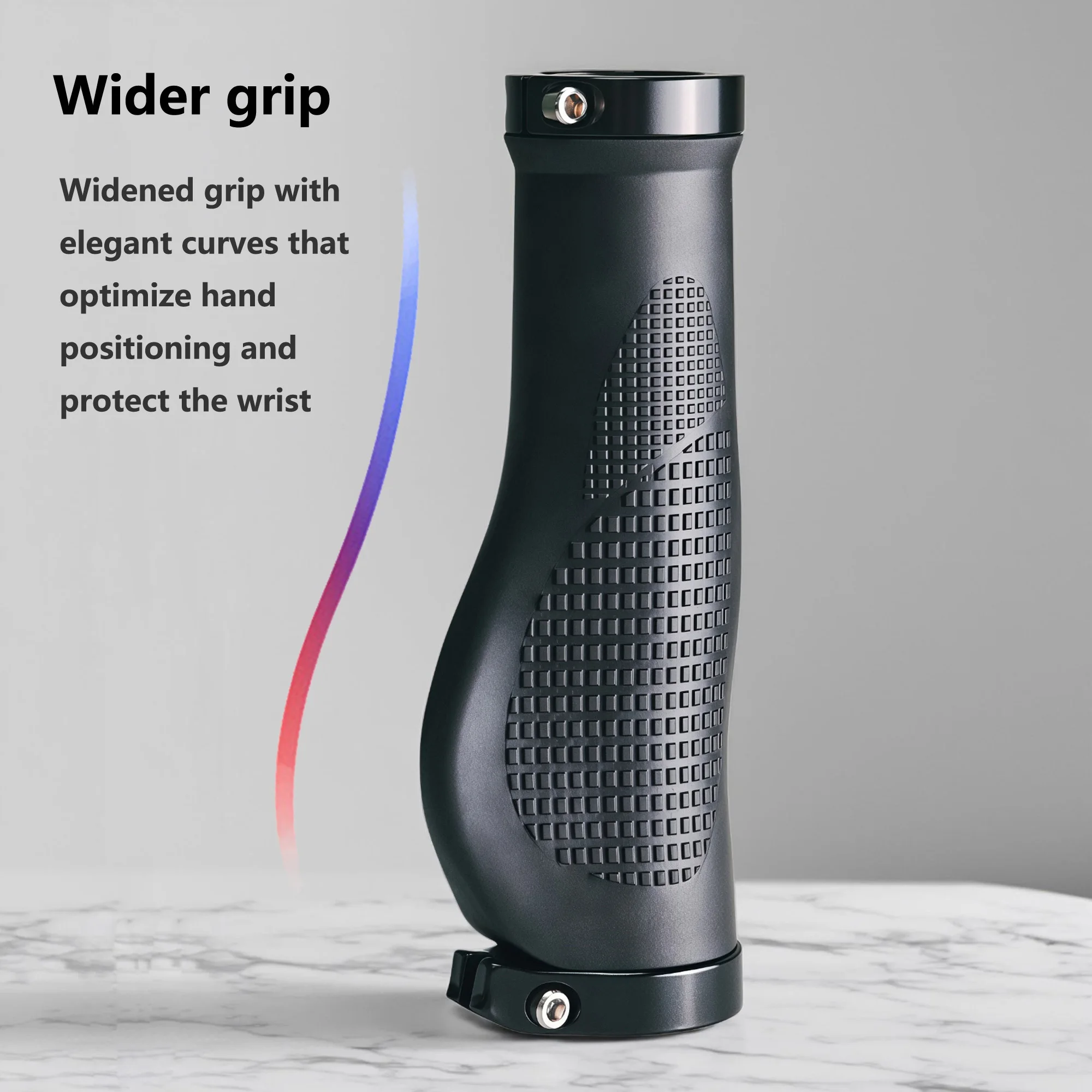 SHIZIWANGRI 1 Paar Fahrradlenkergriffe aus rutschfestem Gummi, ergonomisches Design mit Legierungs-Verschlussring für Mountainbikes