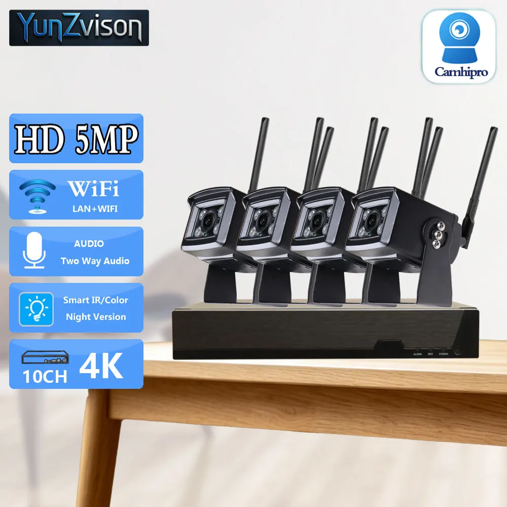 C-R HD 5MP Full Color Or IR Night Version Wireless Security Wifi Камера 2.8mm Two Way Audio Surveillance Vedio 10CH 4K NVR Kit