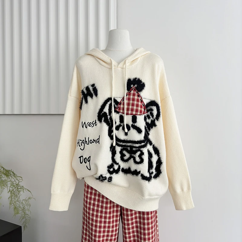 LUZHEN Fashion Cute Pattern Patchwork Design Loose Sweatshirt Hoodies Women 2024 New Street Plaid Printed Straight Pants AA2629