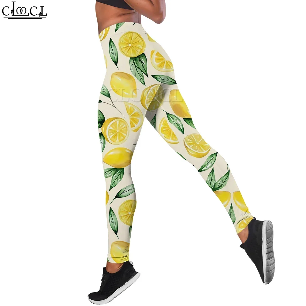 CLOOCL Fashion Women Legging Yellow Lemon Pattern 3D Printed Trousers for Female Workout Push Up Jogging High Waist Yoga Pants