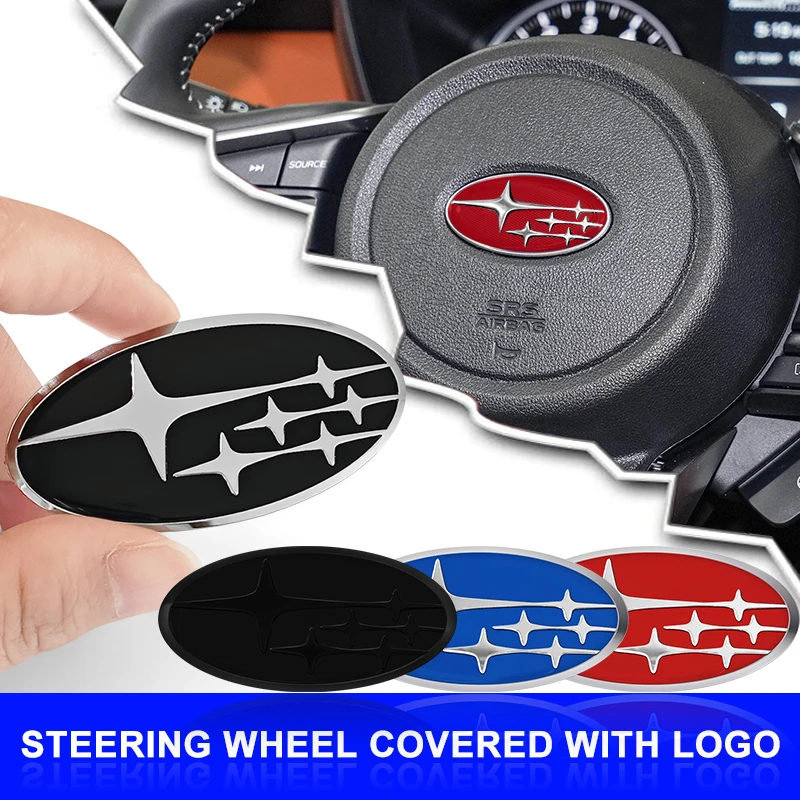 1 Uds ABS volante de coche emblema central pegatina piezas de automóvil para Subaru Forester SG5 SH Impreza XV Legacy Outback WRX STI GC8