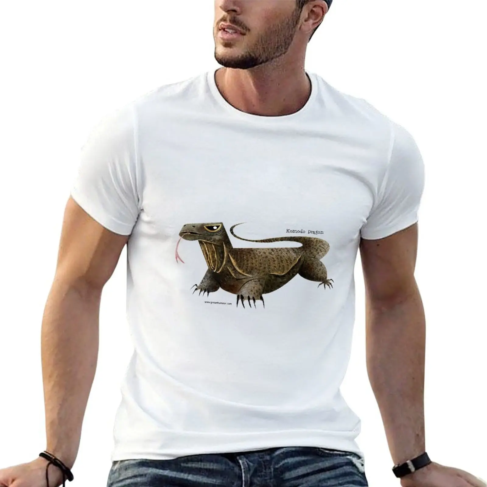 Komodo Dragon Illustration T-Shirt funny t shirts dark humor cotton tshirt 100% cotton t shirts man 100% T-shirt