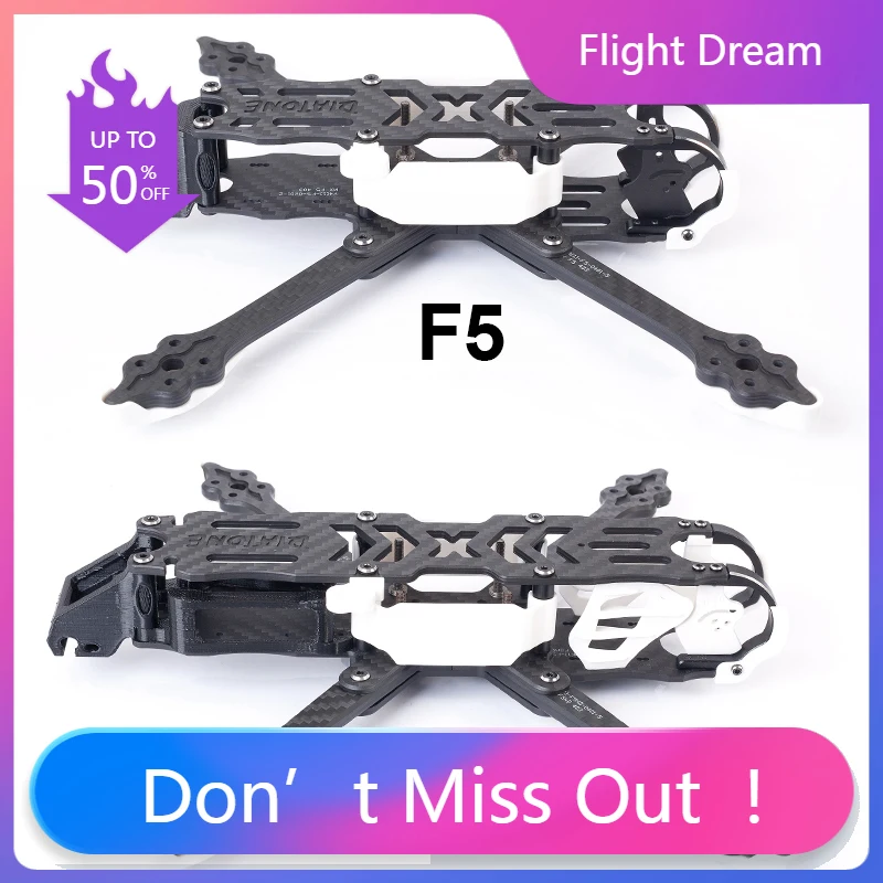 

Комплект рамы NYDIATONE ROMA F5 218 мм из карбона T300 3K для DJI FPV Air Unit, для FPV-дронов для гонок и фристайла, 5 дюймов, 4S/6S, запчасти для сборки