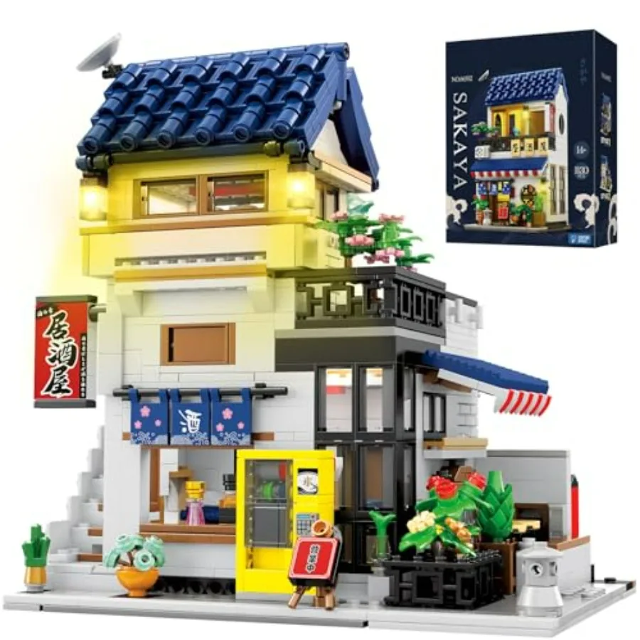 

Конструктор «Японская идакая» 66502: 2-в-1, креативный набор для сборки дома с видом на улицу и подсветкой, в стиле японского архитектурного дизайна