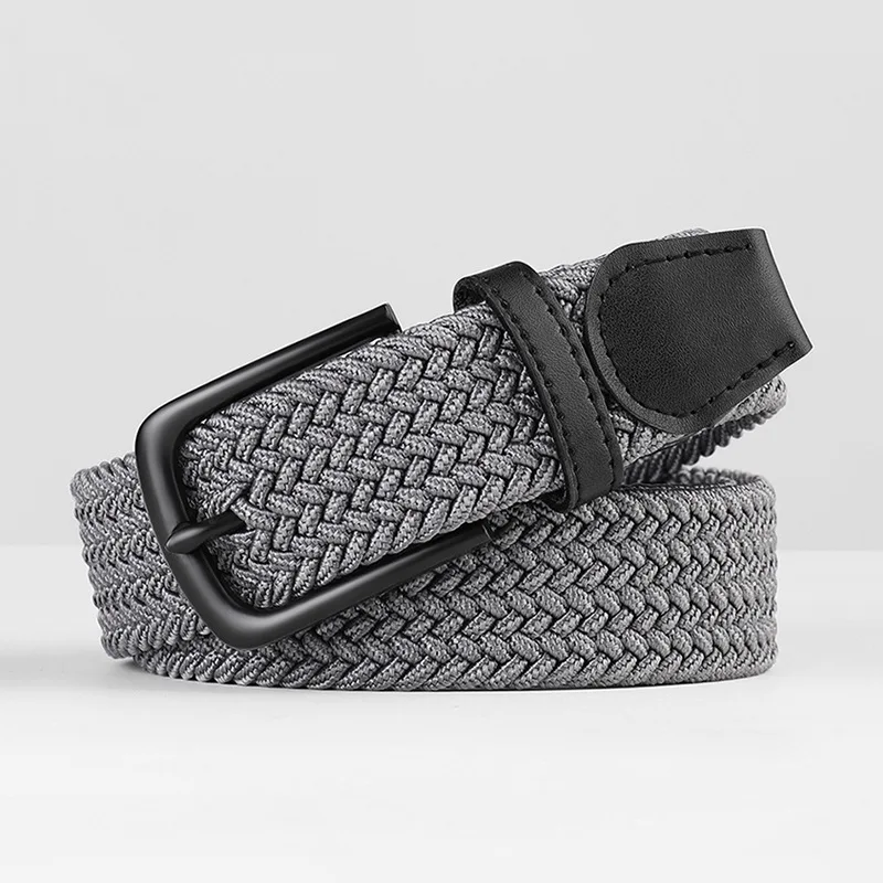 

Canvas Woven Belt Men's Non-Hole Elastic Braided Buckle Belt 2024 Male Students Young People All-Match Jeans with Fashion