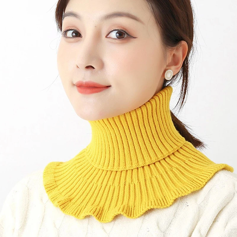 Women Knitted Fake Collar Scarf Warm Turtleneck Neck Warmer Detachable Winter Windproof False Scarf