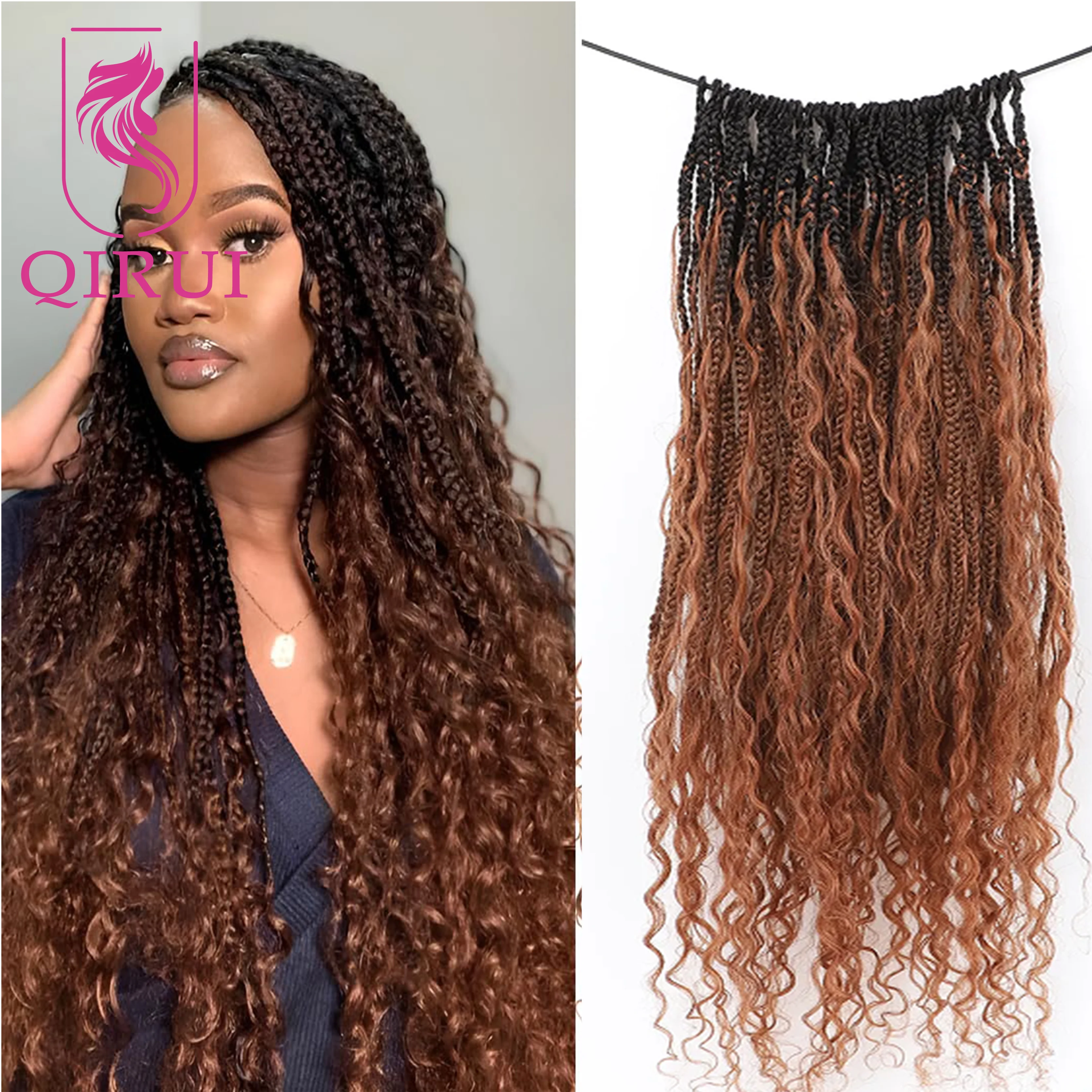 

Вязание крючком Boho Box Braids Кудри из человеческих волос # 1B/30 медовый блондин, предварительно закрученные крючком косы с вьющимися концами человеческих волос для женщин