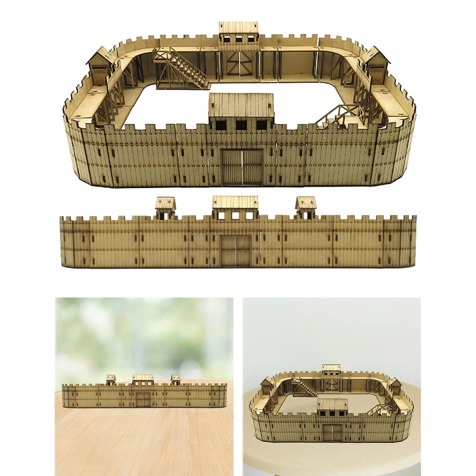 Fortaleza de madeira em miniatura 1/72 DIY para acessório mesa de areia micro paisagem