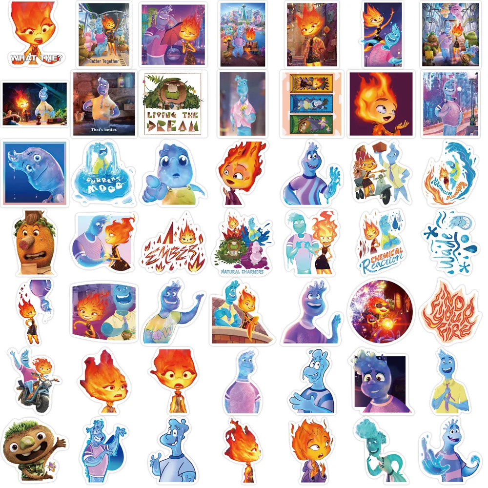 10/30/50PCS Disney Cartoon Elemental Stickers Cute Decals Kids Phone Luggage Laptop Luggage Bike DIY Graffiti Toys Children Gift