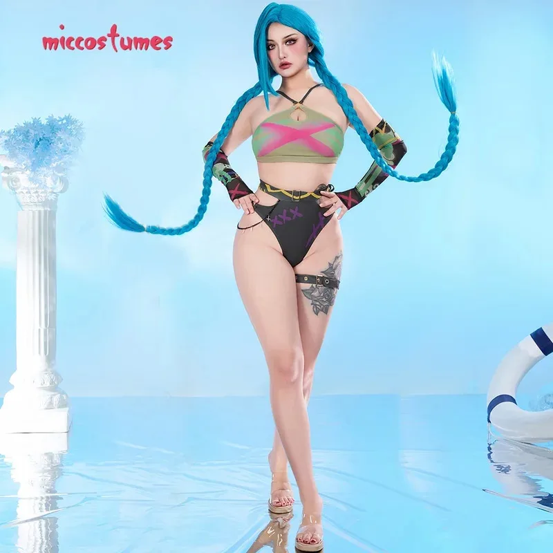 

25COSHAIKYUU Женский готический комплект бикини, купальник, топ с лямкой на шее и трусики, двухсекционный купальный костюм с капюшоном и рукавами