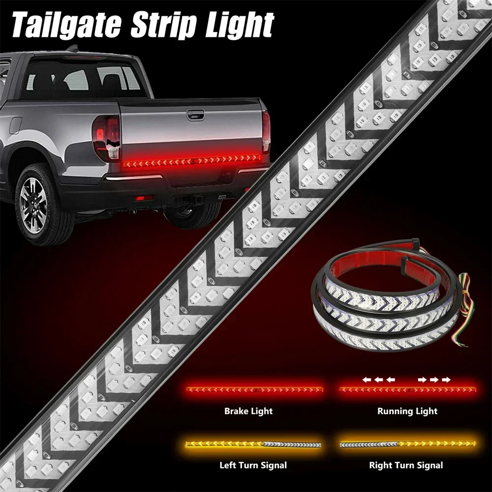 

60" 540LED Truck Strip Tailgate Light Bar Reverse Brake Tail Flowing Turn Signal Car Red Running Turn Signal Backup Tail Strip