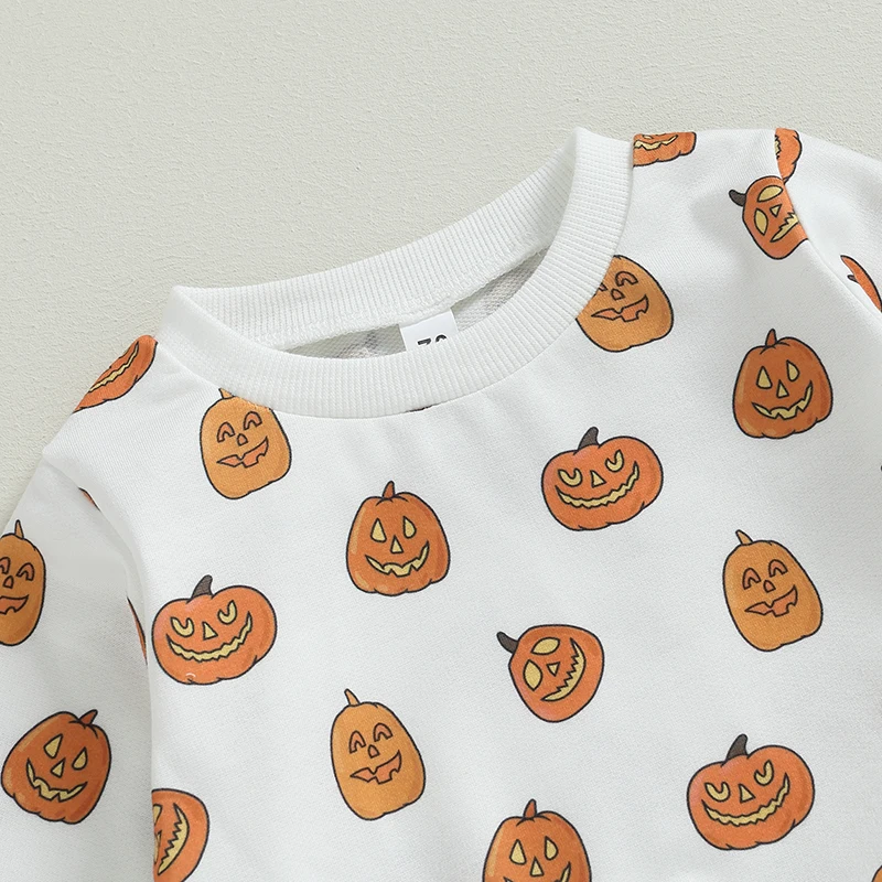 

Adorable Kids Halloween Costume Set with Pumpkin Print Sweatshirt and Pants for Boys and Girls Fall Outfit for Toddlers