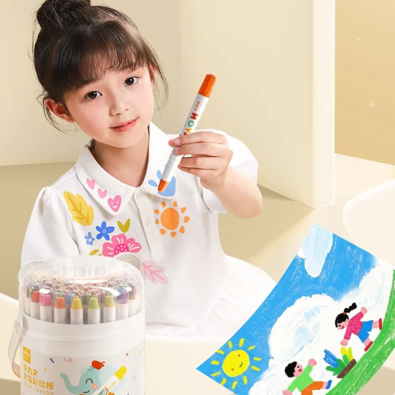 Kids Water Soluble Paint Sticks Washable No Stain Safe Crayon Color Drawing Stick for Primary School Children Art Supply Crayons