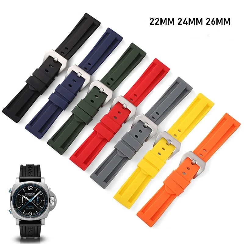 

22mm 24mm 26mm Silicone Watchband for Panerai Universal Replacement Watch Strap Belt buckle Women's Men's Watch Accessories