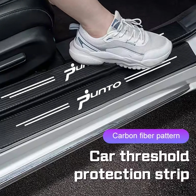 

Car Door Sill Carbon Fiber Sticker Threshold Side Anti Scratch Tape Waterproof Decal for Fiat Punto Panda 500 Tipo 500C Bravo