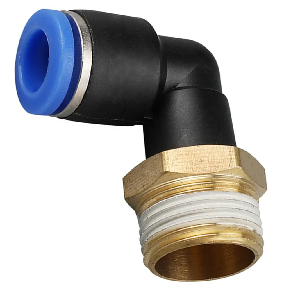 Polyurethane/Nylon Tubing Connector Brass 8mm Tube To 38 Male Thread Pneumatic Elbow Hose Fitting PL803 Black+Gold+Blue