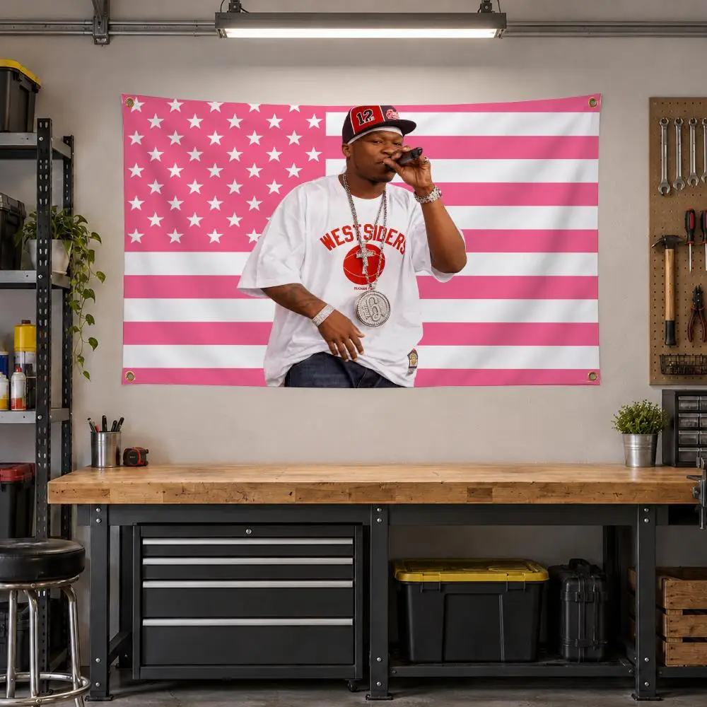 Rapper 50 Cent Hip Hop Flags Personalized Banner Flag Room Dorm Camping Picnic Garage Bar Outdoor Wall Decor